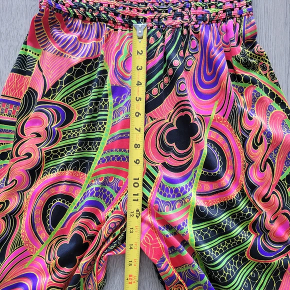 Vintage 70s 80s Vibrant Print Genie Artsy Multicolor Wide Leg Jumpsuit Sz Small - Picture 12 of 16